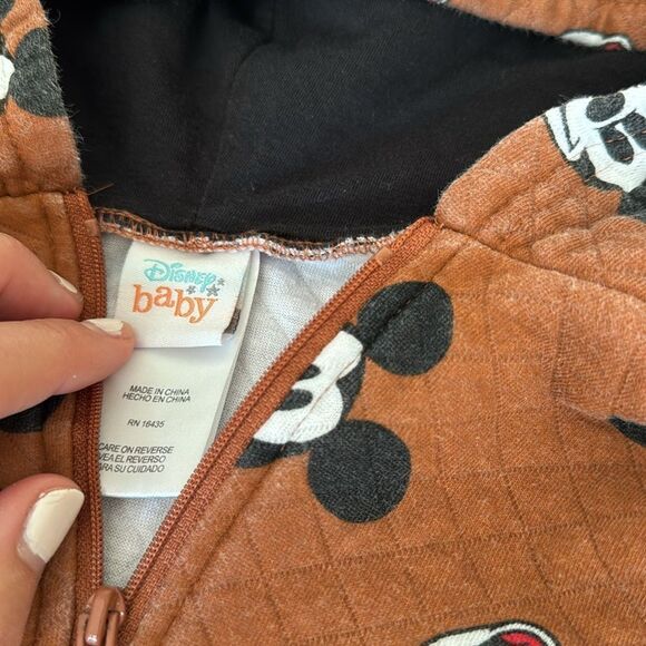 Mickey Mouse sweatsuit, sweatpants, jacket, mickey ears, brown, black, size 24m - Picture 2 of 6